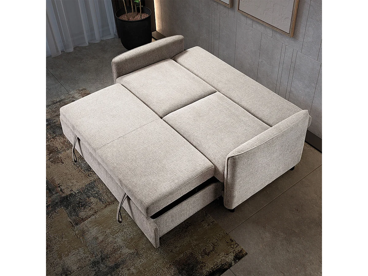 ALTAMIRA - Canapé 3 Places Convertible Tissu Gris Perle