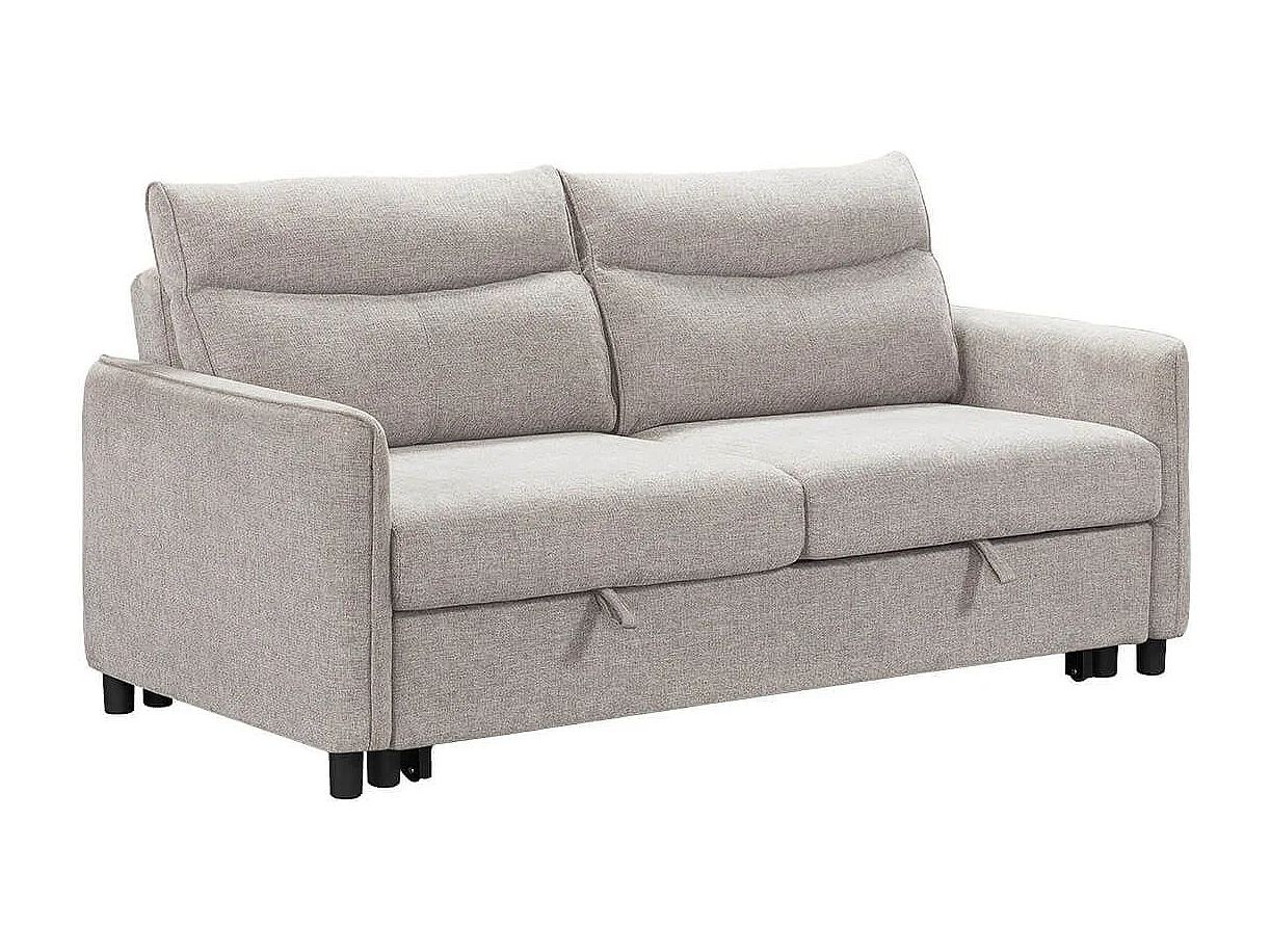 ALTAMIRA - Canapé 3 Places Convertible Tissu Gris Perle