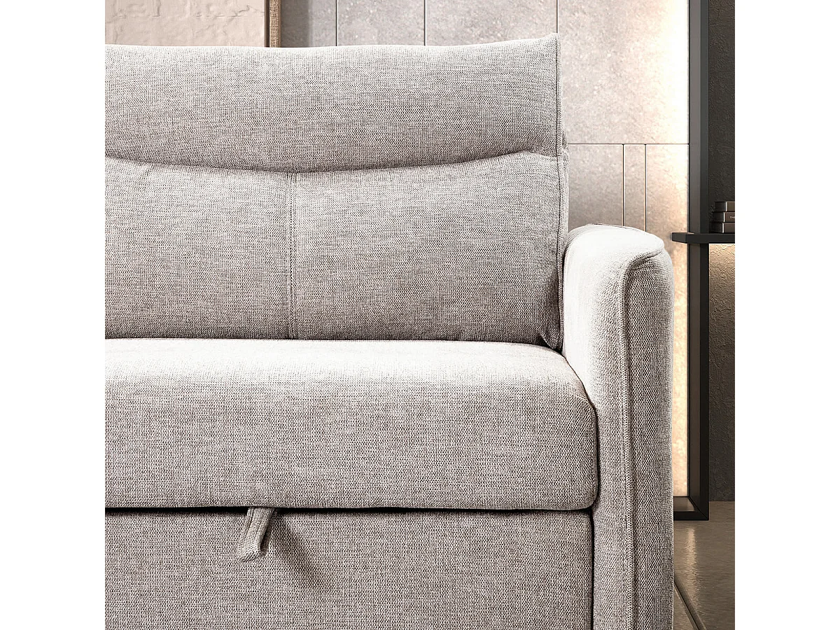 ALTAMIRA - Canapé 3 Places Convertible Tissu Gris Perle