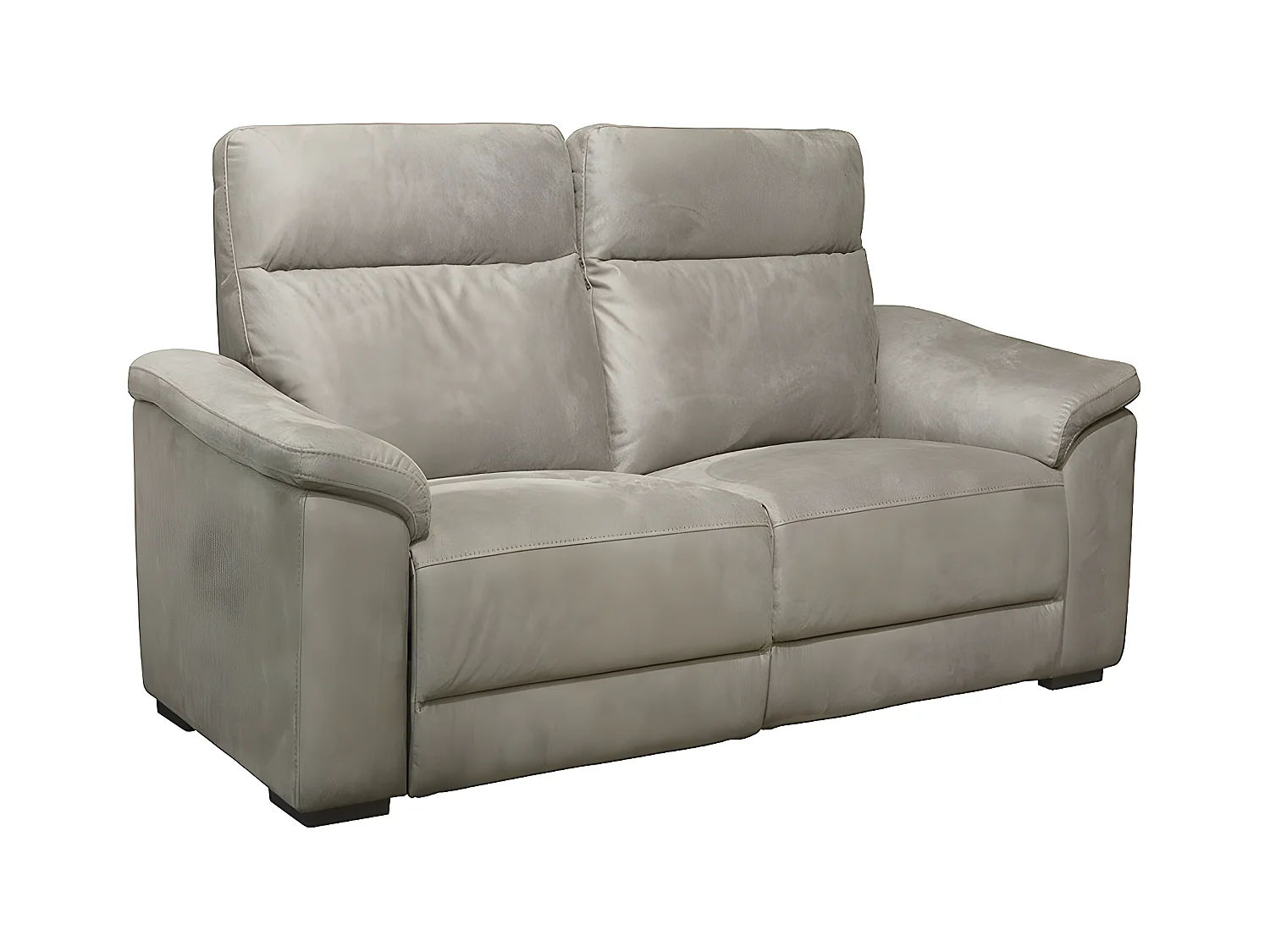 STANLEY - Canapé Fixe 2 Places Tissu Peau de Pêche Taupe