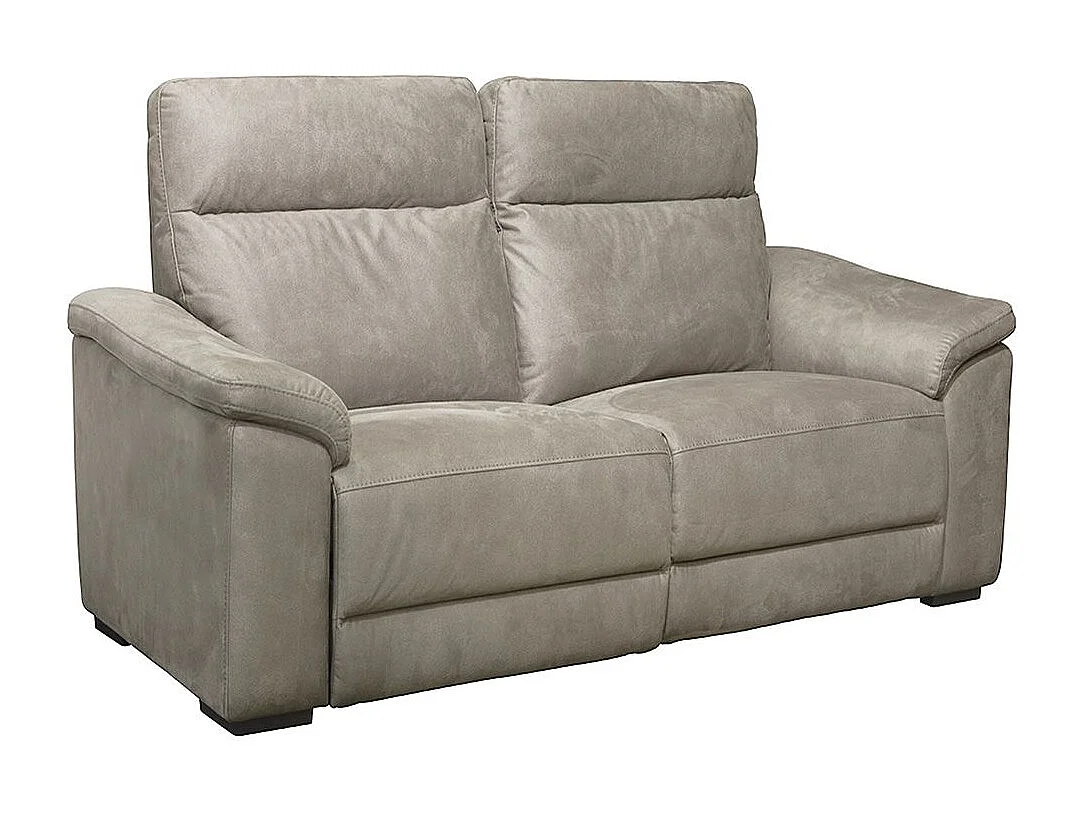 STANLEY - Canapé Fixe 2 Places Tissu Peau de Pêche Taupe