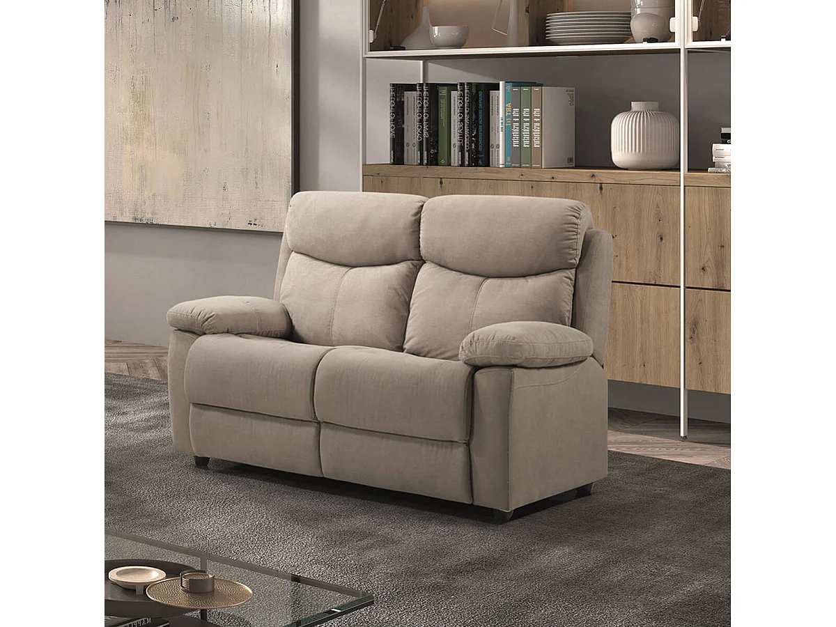 TARIFA - Canapé 2 Places Fixe Beige Tissu Waterproof