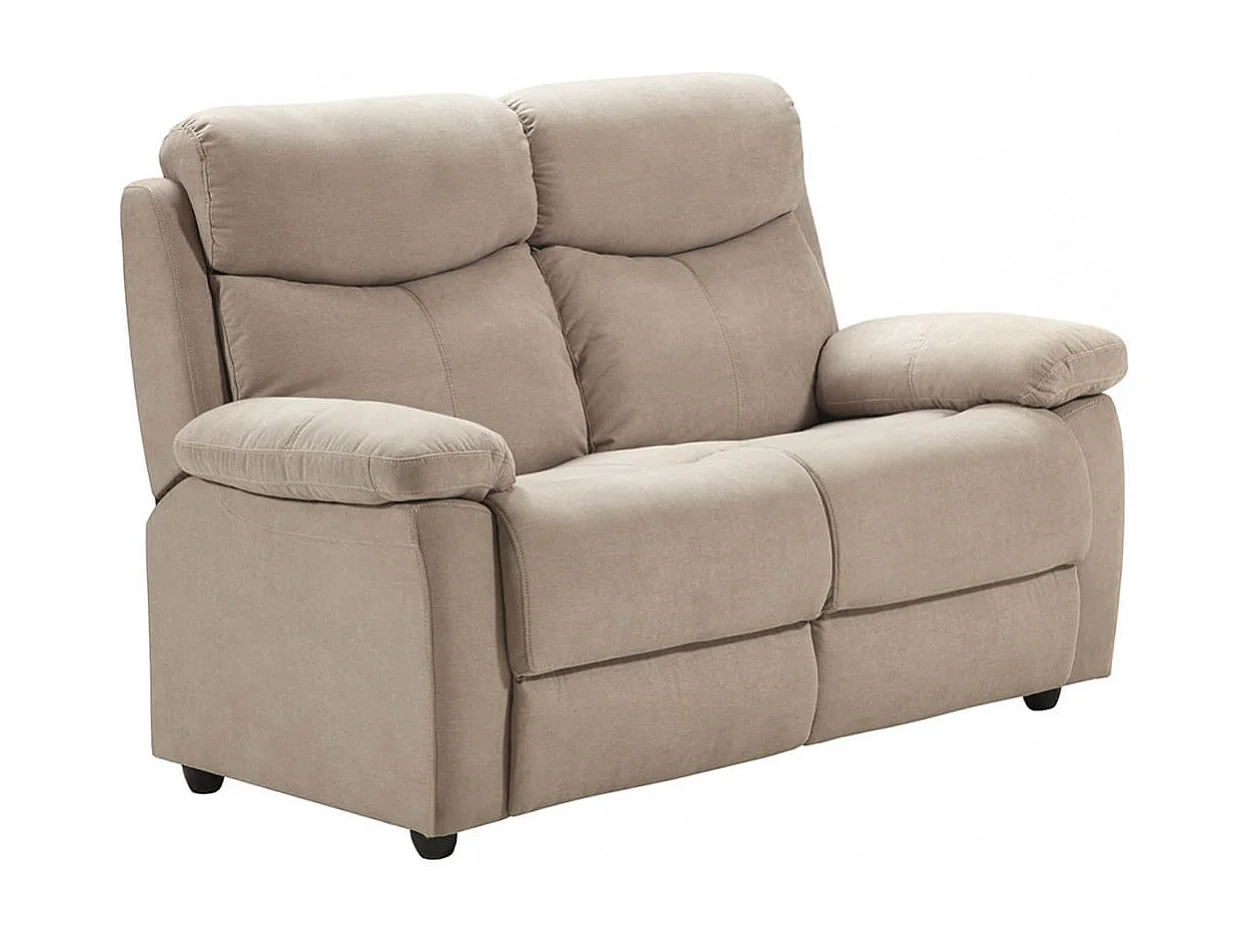 TARIFA - Canapé 2 Places Fixe Beige Tissu Waterproof