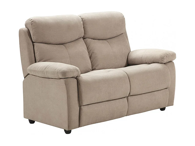 TARIFA - Canapé 2 Places Fixe Beige Tissu Waterproof