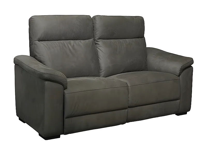 STANLEY - Canapé Fixe 2 Places Tissu Peau de Pêche Gris Foncé