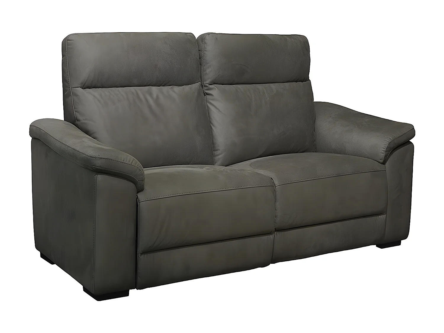 STANLEY - Canapé Fixe 2 Places Tissu Peau de Pêche Gris Foncé