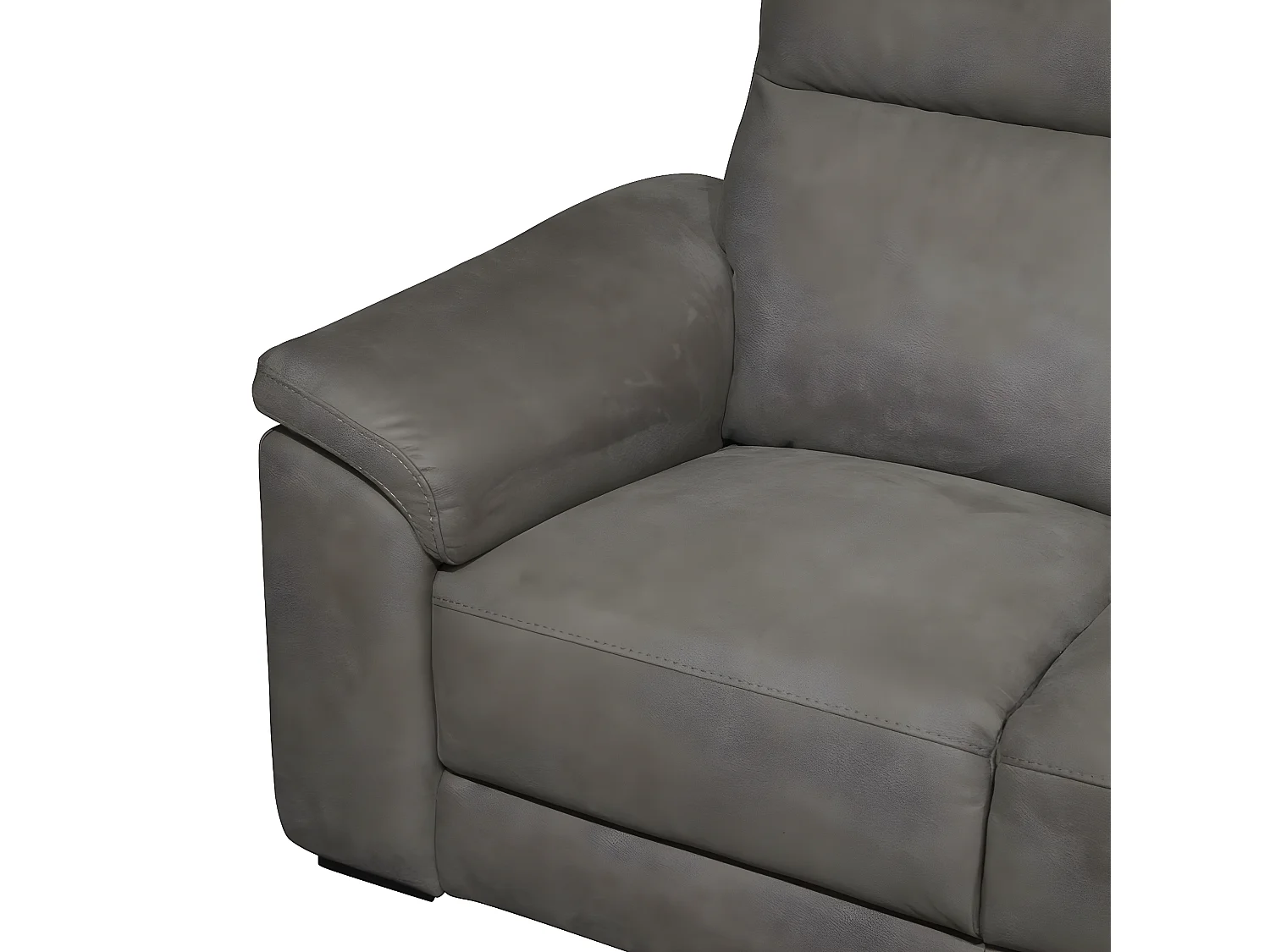 STANLEY - Canapé Fixe 2 Places Tissu Peau de Pêche Gris Foncé