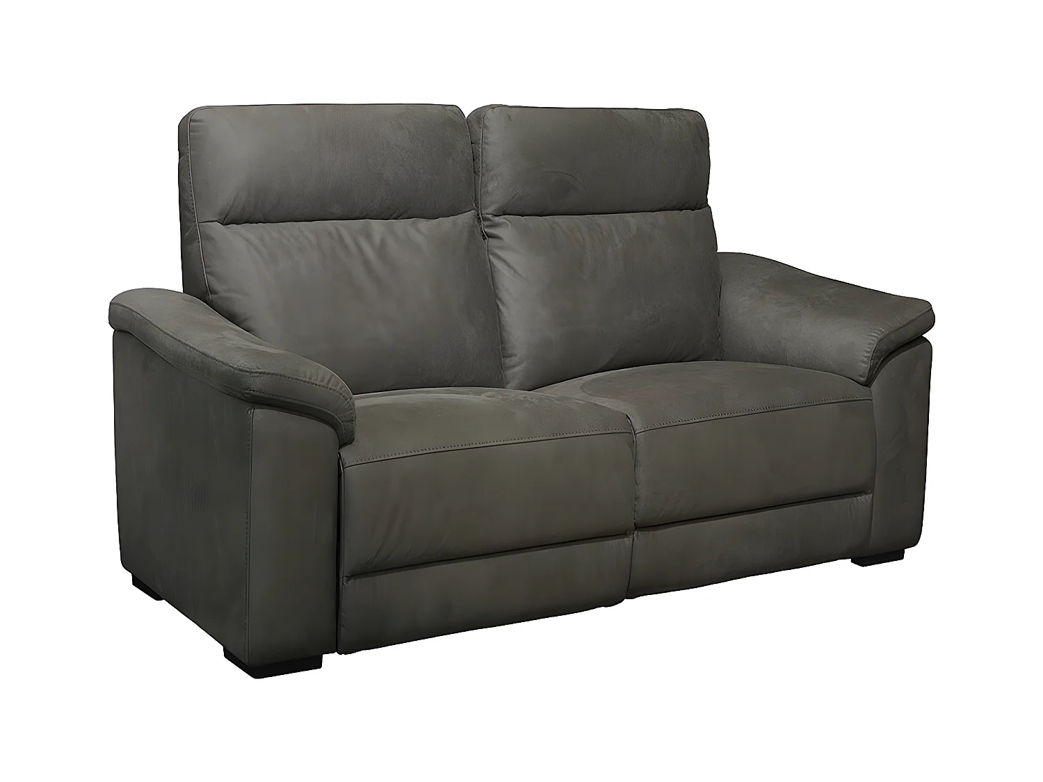 STANLEY - Canapé Fixe 2 Places Tissu Peau de Pêche Gris Foncé