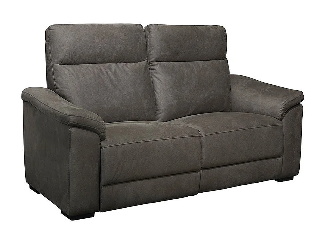 STANLEY - Canapé Fixe 2 Places Tissu Peau de Pêche Gris Foncé