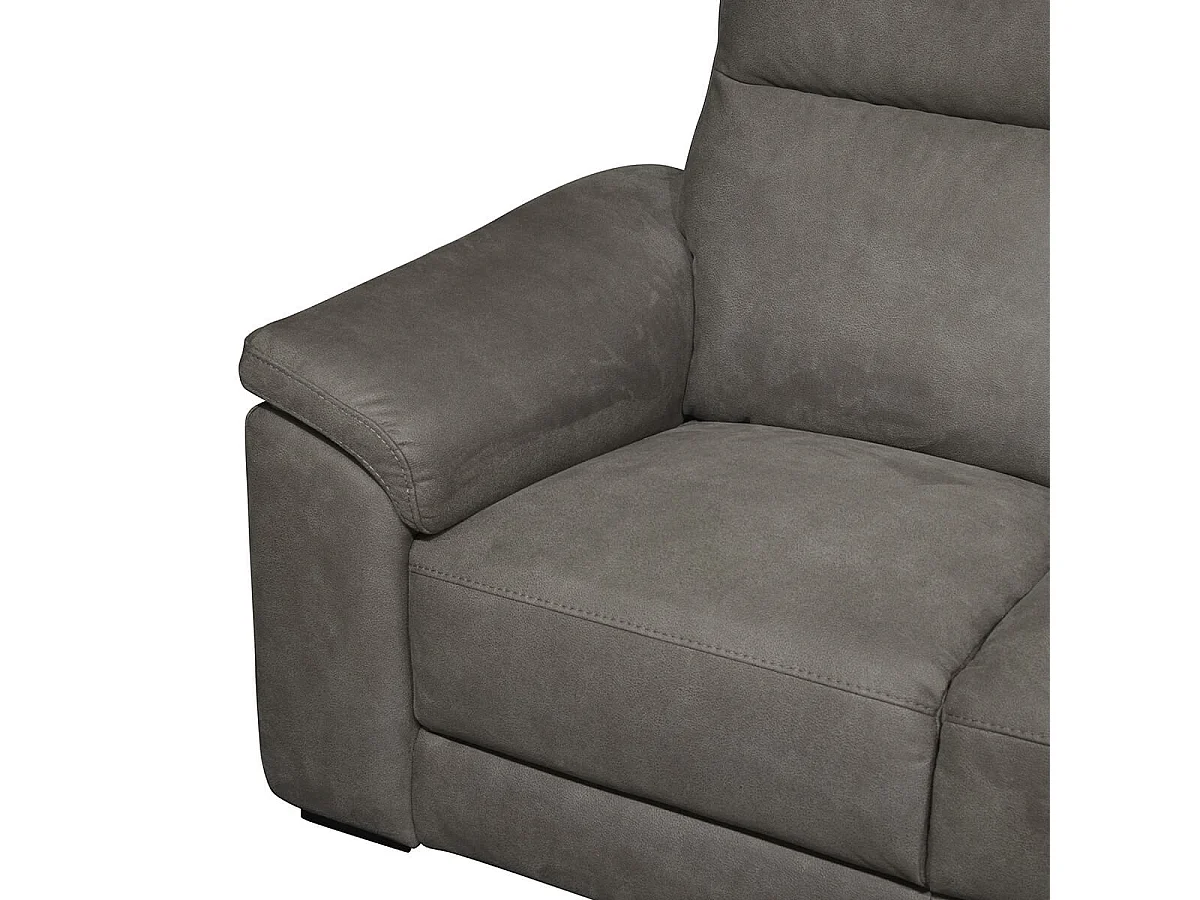 STANLEY - Canapé Relax Electrique 3 Places Tissu Peau de Pêche Gris Foncé