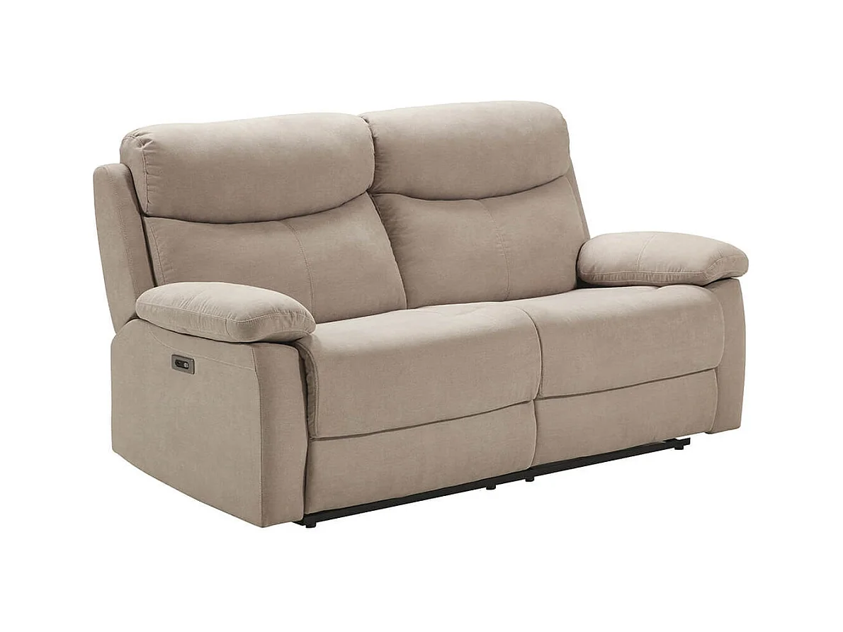TARIFA - Canapé 3 Places Relax Electrique Beige Tissu Waterproof