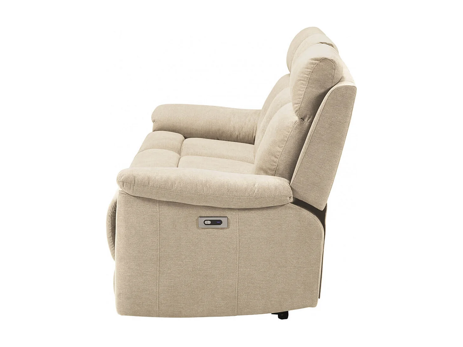 HUESCA - Canapé 3 Places Relax Electrique Tissu Ivoire