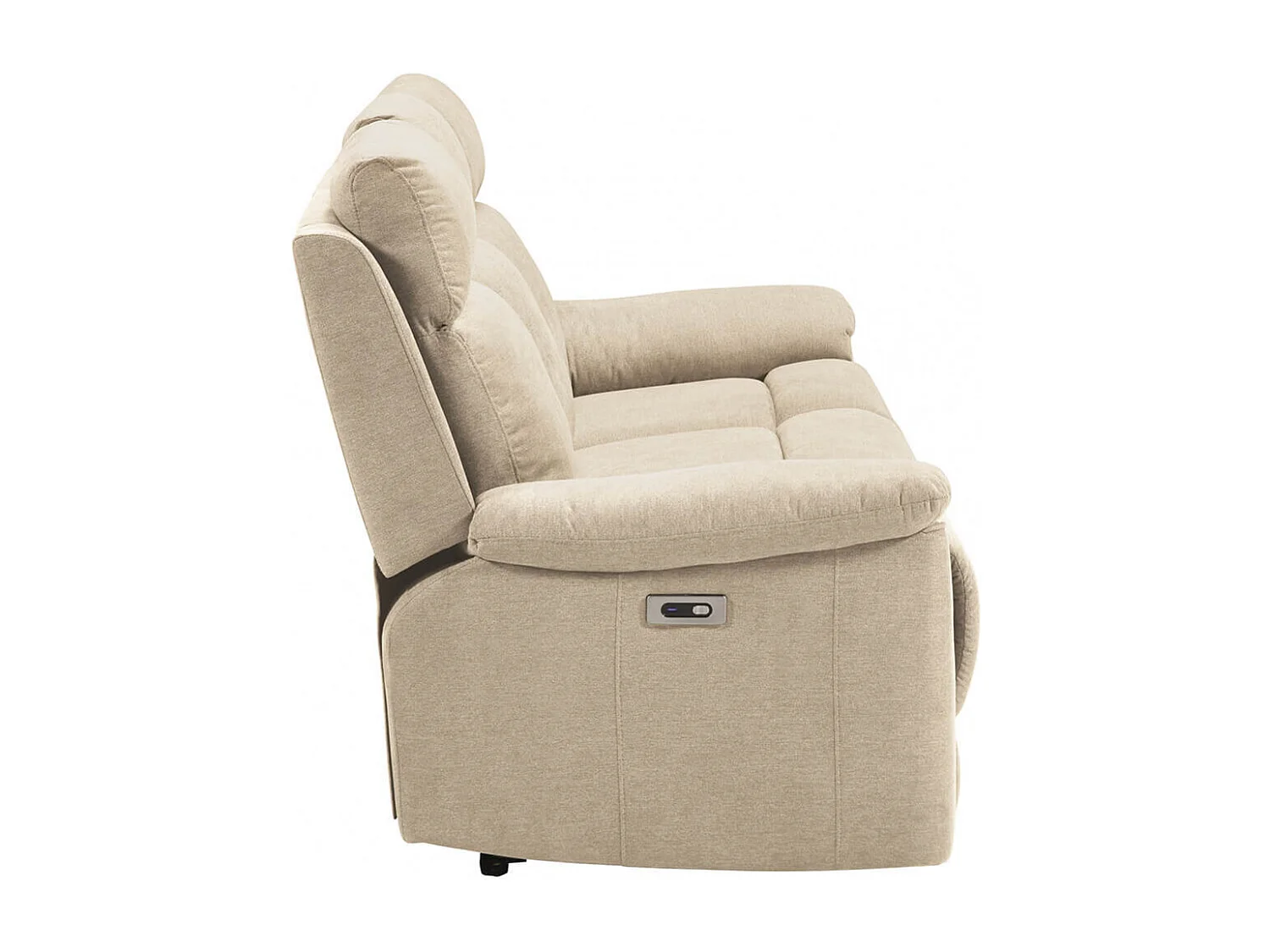 HUESCA - Canapé 3 Places Relax Electrique Tissu Ivoire