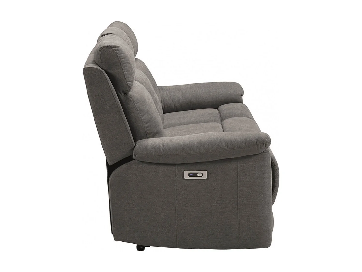 HUESCA - Canapé 3 Places Relax Electrique Tissu Gris