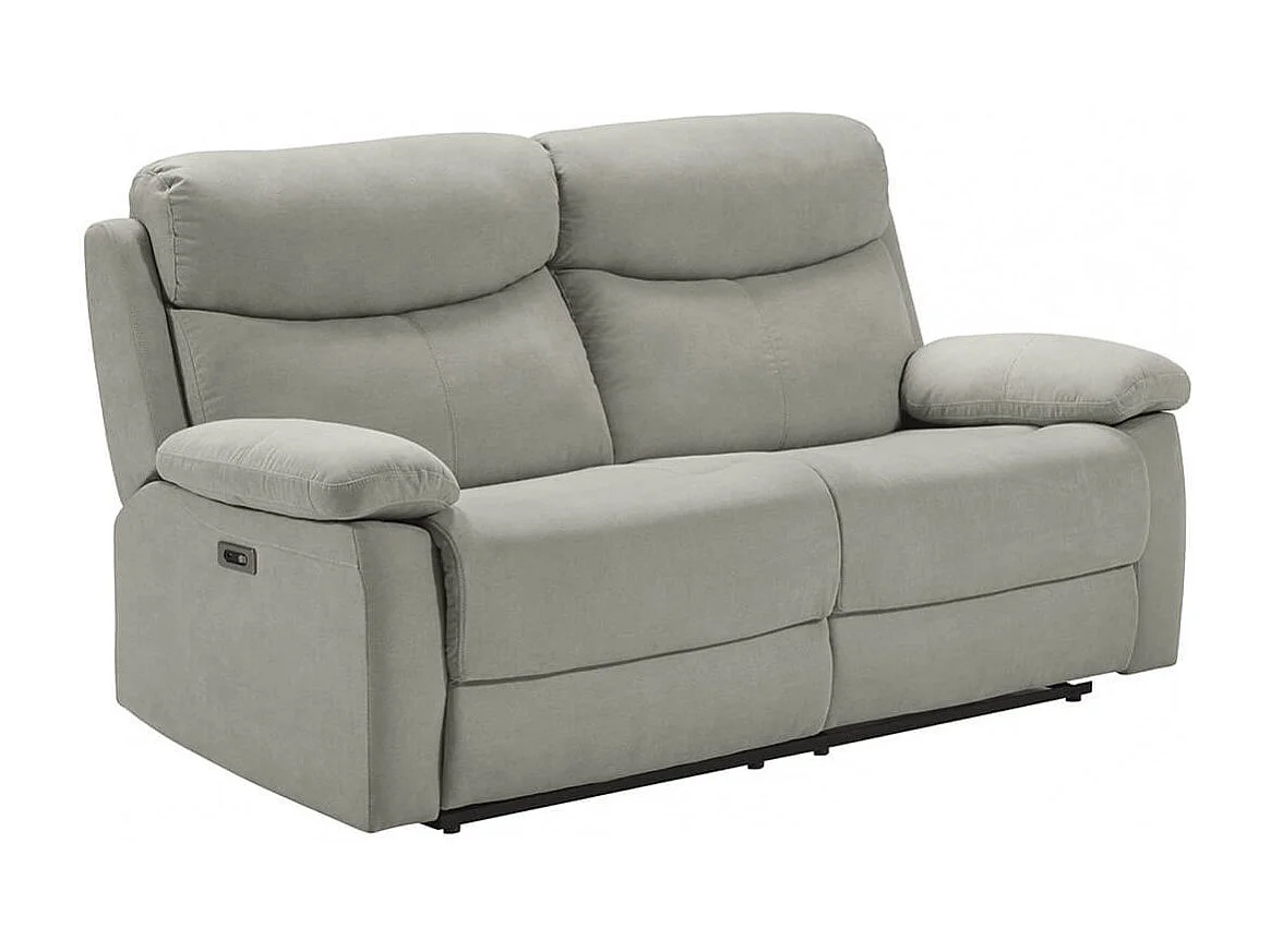 TARIFA - Canapé 3 Places Relax Electrique Gris Clair Tissu Waterproof