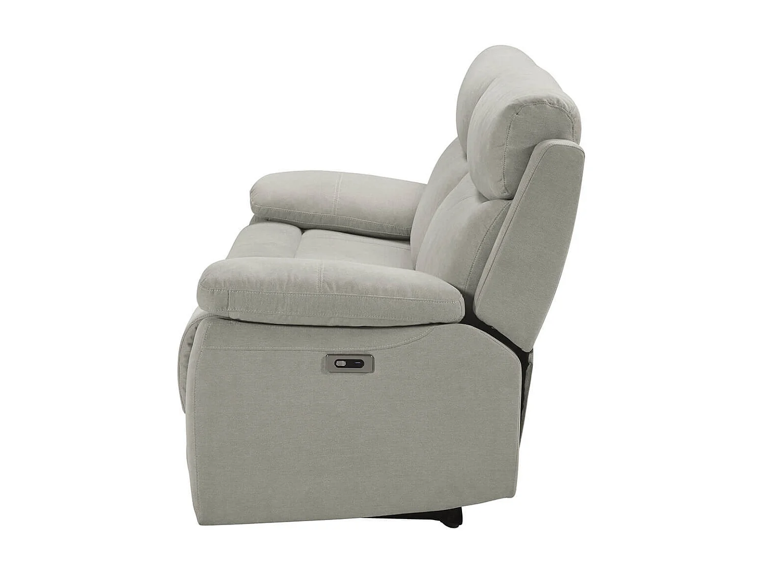 TARIFA - Canapé 3 Places Relax Electrique Gris Clair Tissu Waterproof