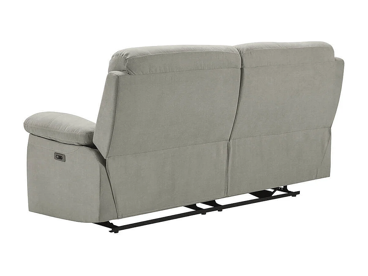 TARIFA - Canapé 3 Places Relax Electrique Gris Clair Tissu Waterproof