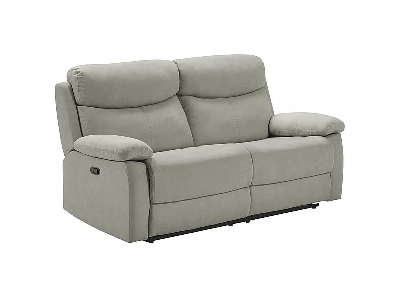 TARIFA - Canapé 3 Places Relax Manuel Gris Clair Tissu Waterproof