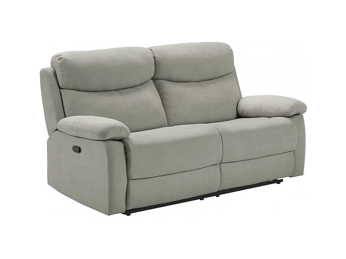 TARIFA - Canapé 3 Places Relax Manuel Gris Clair Tissu Waterproof