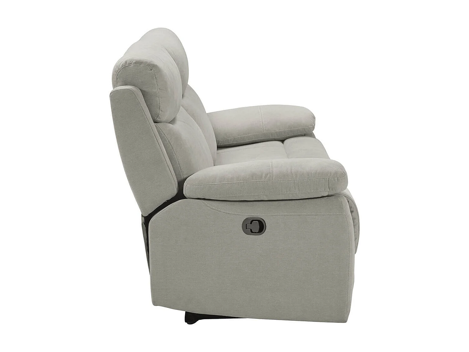 TARIFA - Canapé 3 Places Relax Manuel Gris Clair Tissu Waterproof