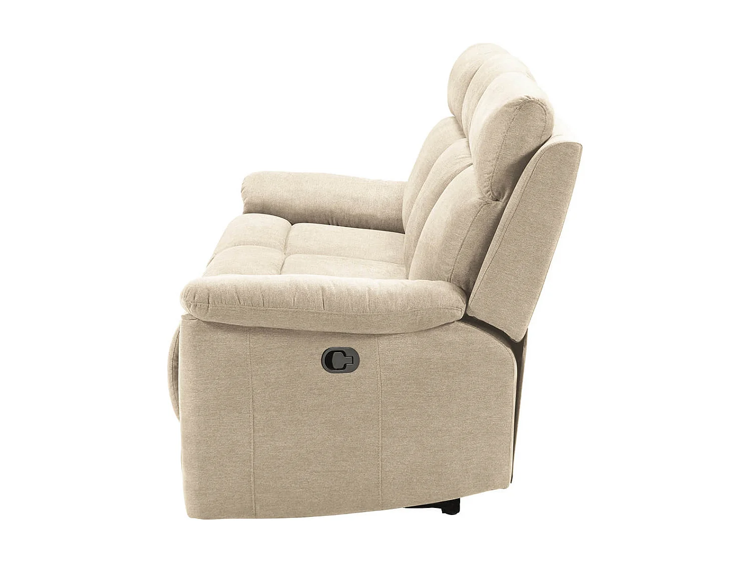 HUESCA - Canapé 3 Places Relax Manuel Tissu Ivoire