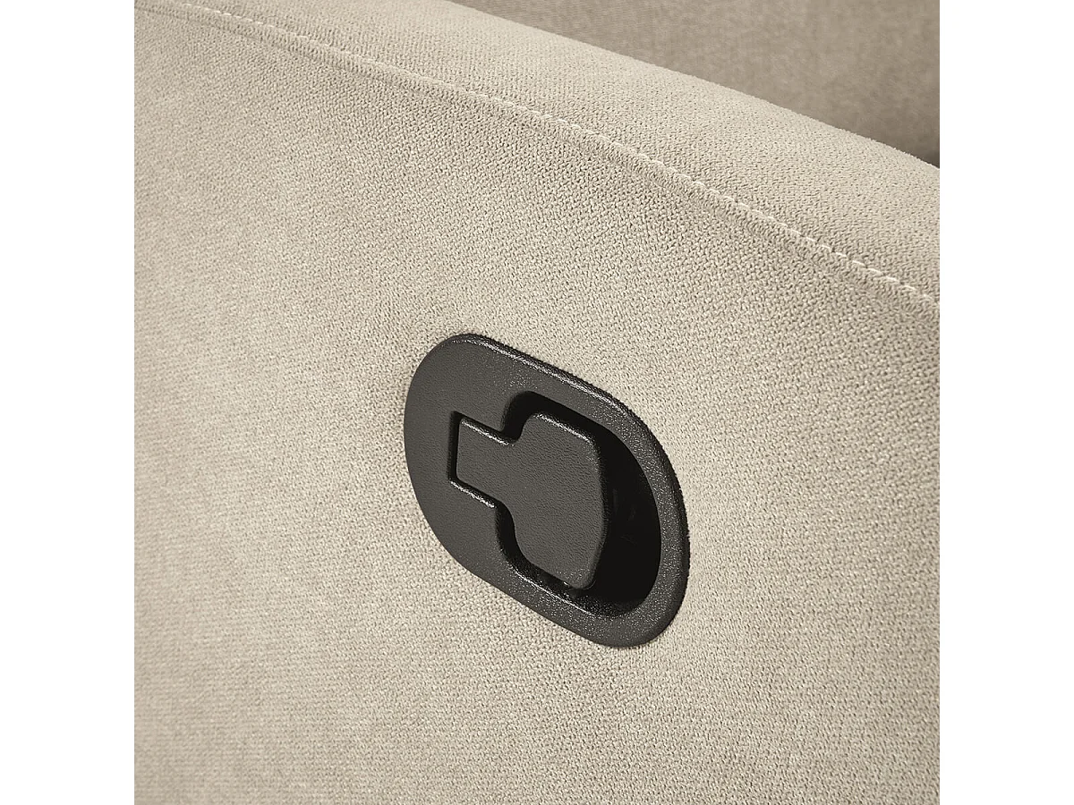 HUESCA - Canapé 3 Places Relax Manuel Tissu Ivoire