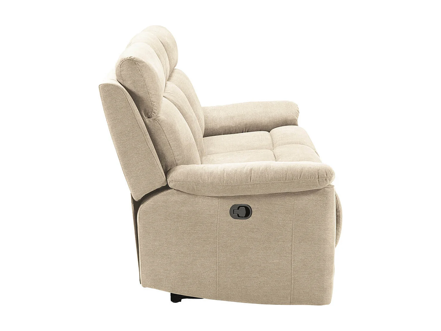 HUESCA - Canapé 3 Places Relax Manuel Tissu Ivoire