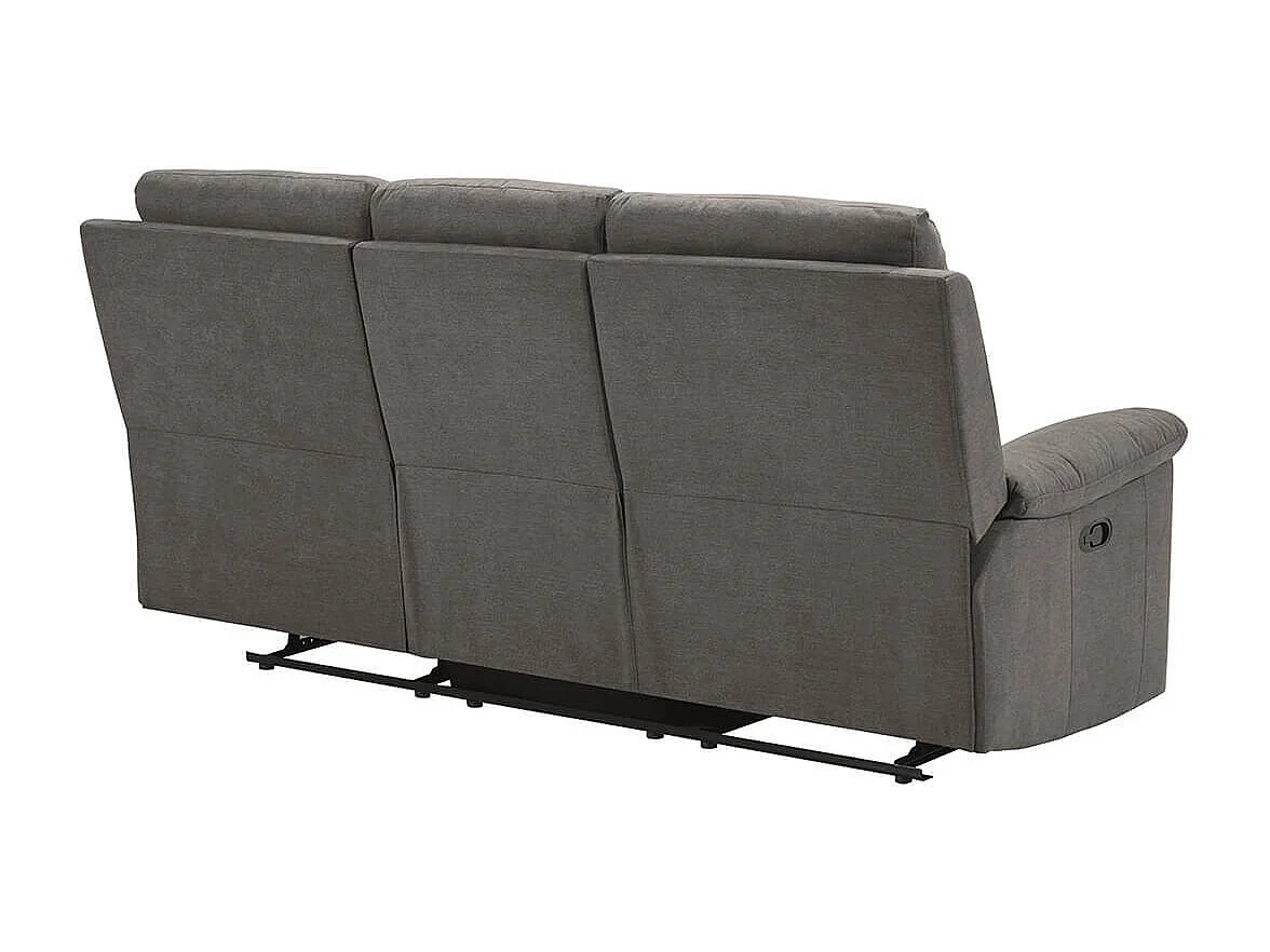 HUESCA - Canapé 3 Places Relax Manuel Tissu Gris