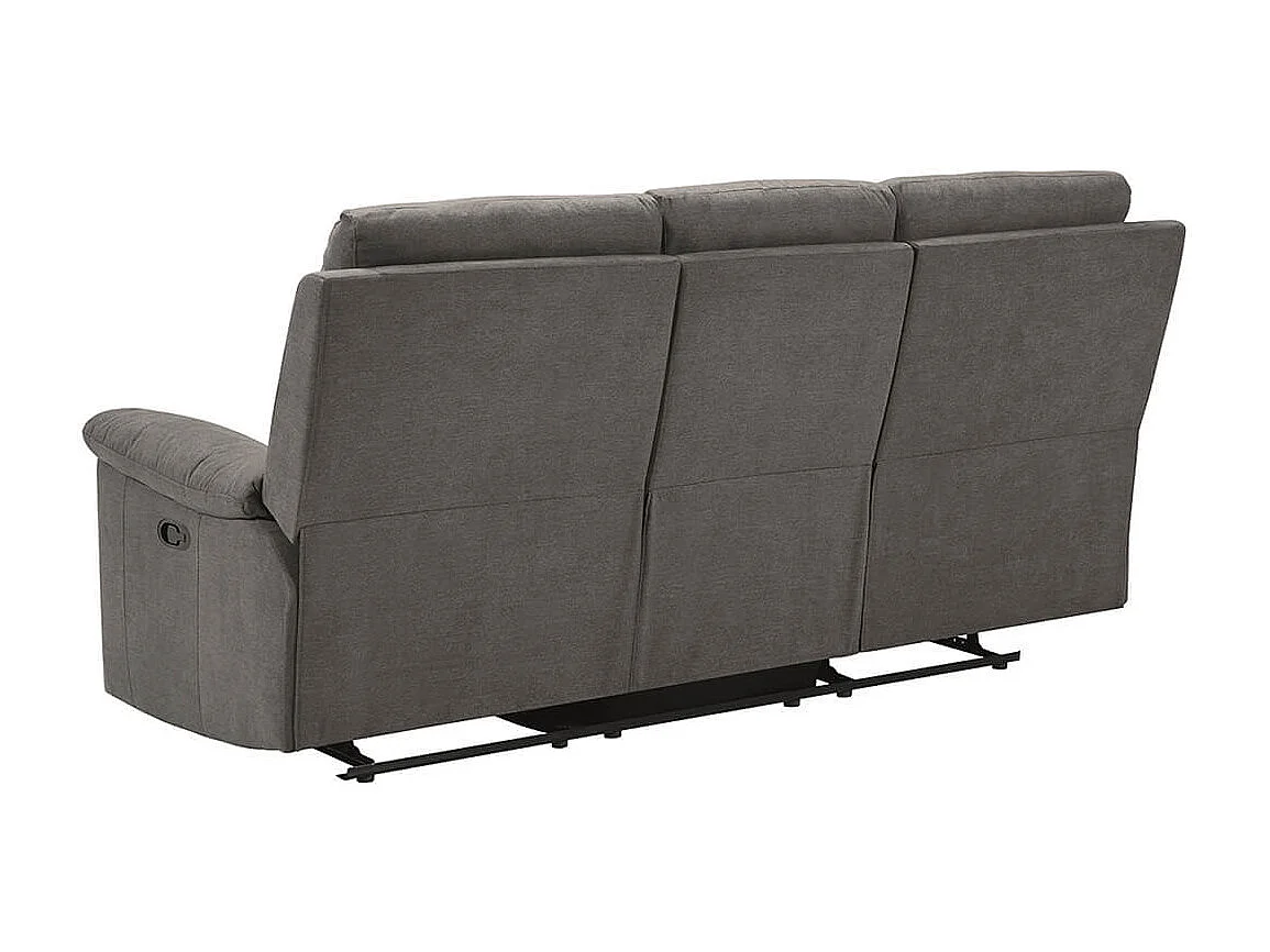 HUESCA - Canapé 3 Places Relax Manuel Tissu Gris