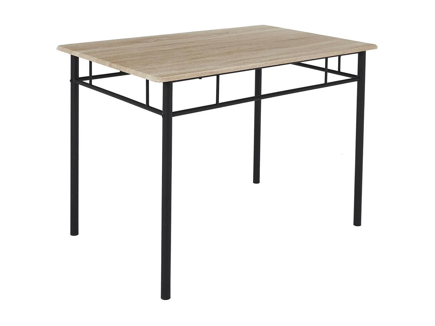 FAUSTIN - Ensemble Repas 4 Personnes Table et Chaises en MDF et Pieds Métal Noir