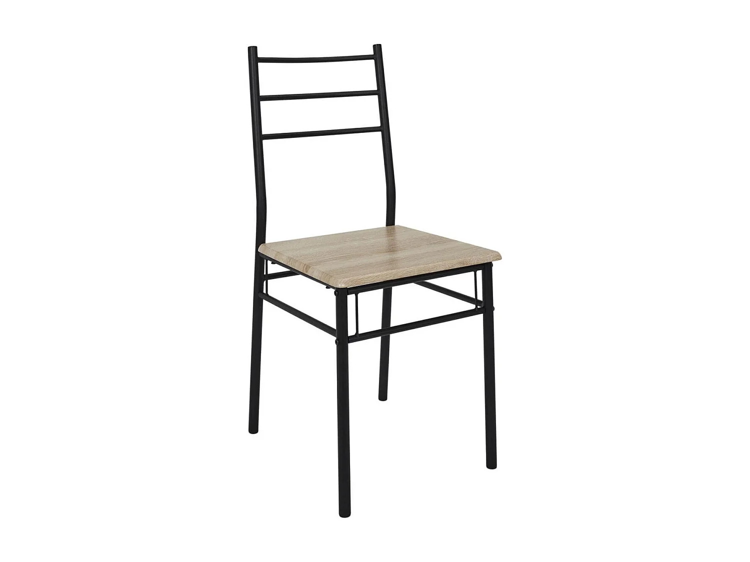 FAUSTIN - Ensemble Repas 4 Personnes Table et Chaises en MDF et Pieds Métal Noir