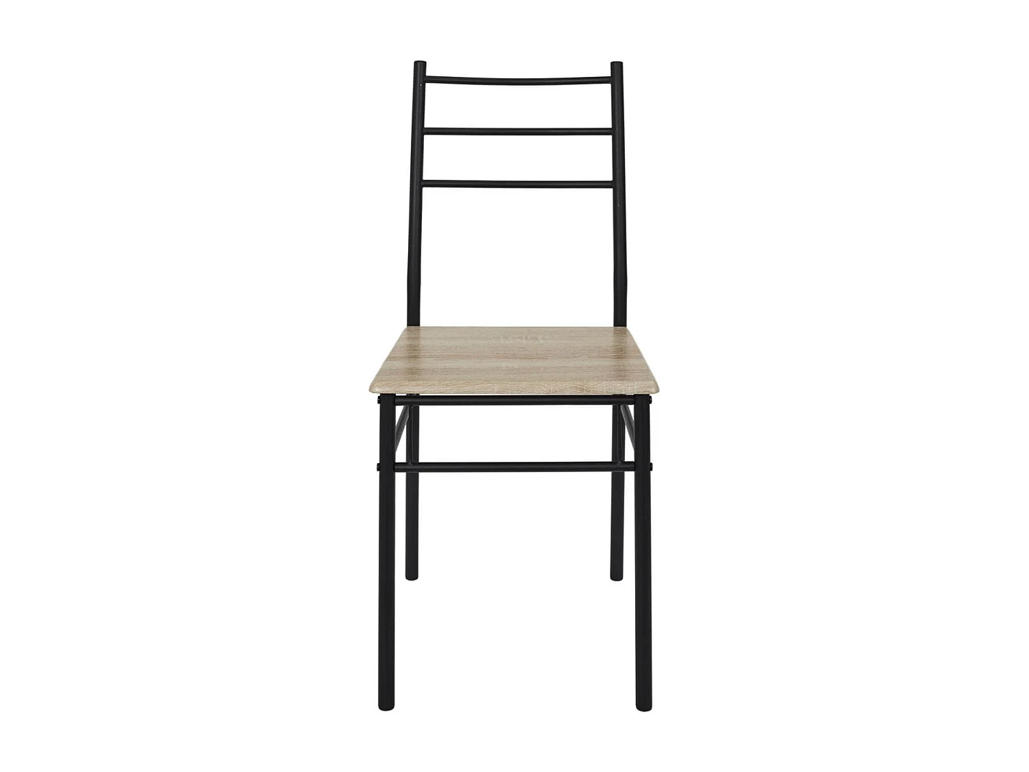 FAUSTIN - Ensemble Repas 4 Personnes Table et Chaises en MDF et Pieds Métal Noir