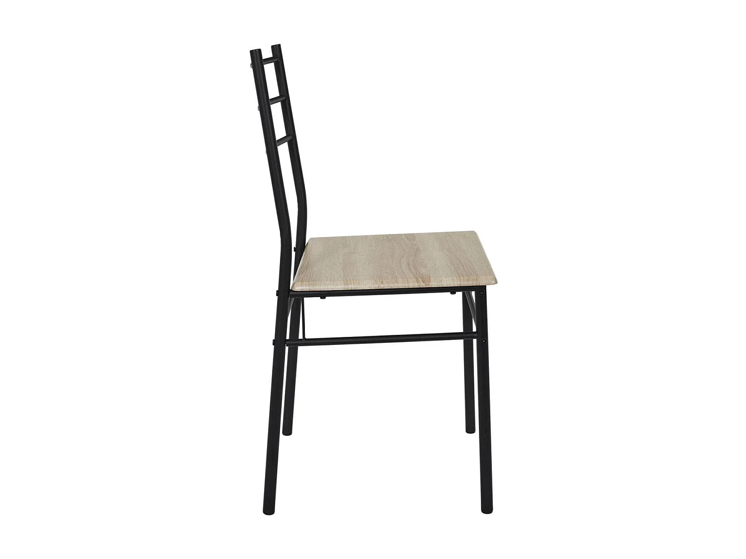 FAUSTIN - Ensemble Repas 4 Personnes Table et Chaises en MDF et Pieds Métal Noir