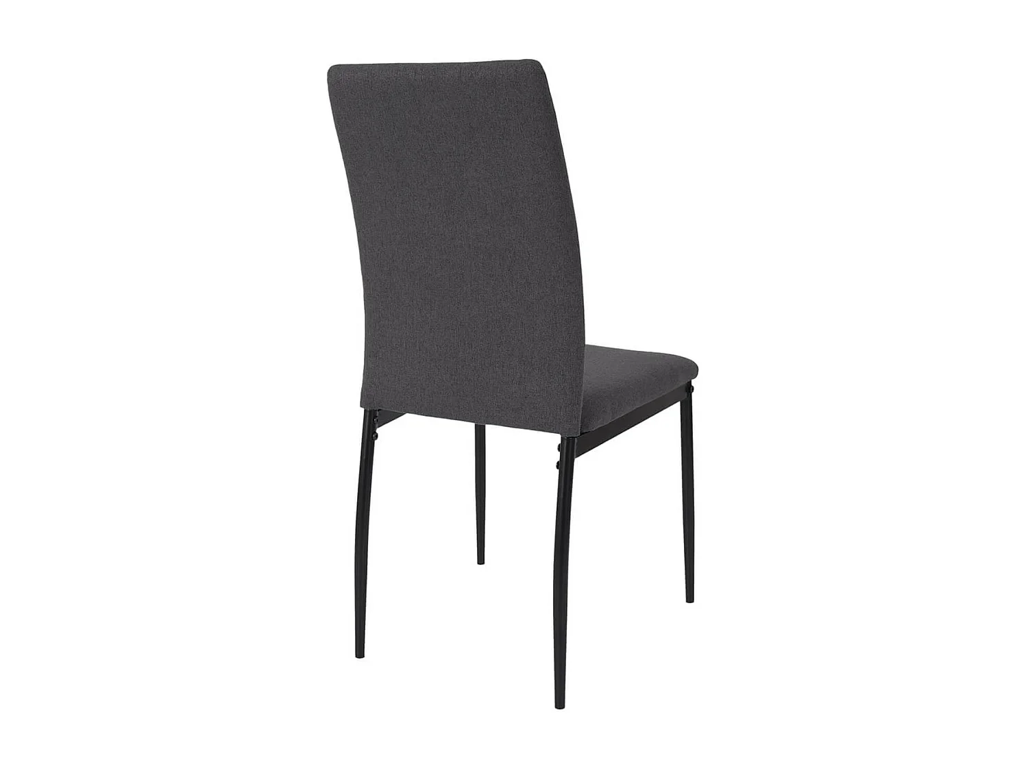 SERGIO - Ensemble Table en MDF et 4 Chaises en Tissu Gris Pieds Métal Noir