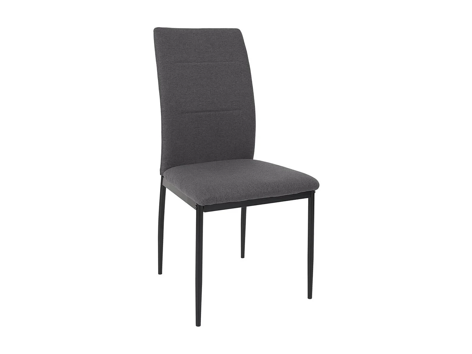 SERGIO - Ensemble Table en MDF et 4 Chaises en Tissu Gris Pieds Métal Noir