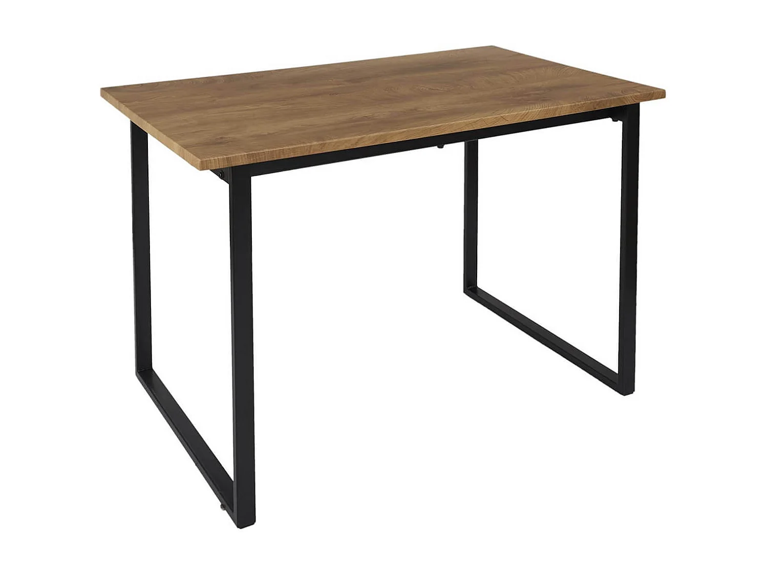 SERGIO - Ensemble Table en MDF et 4 Chaises en Tissu Gris Pieds Métal Noir
