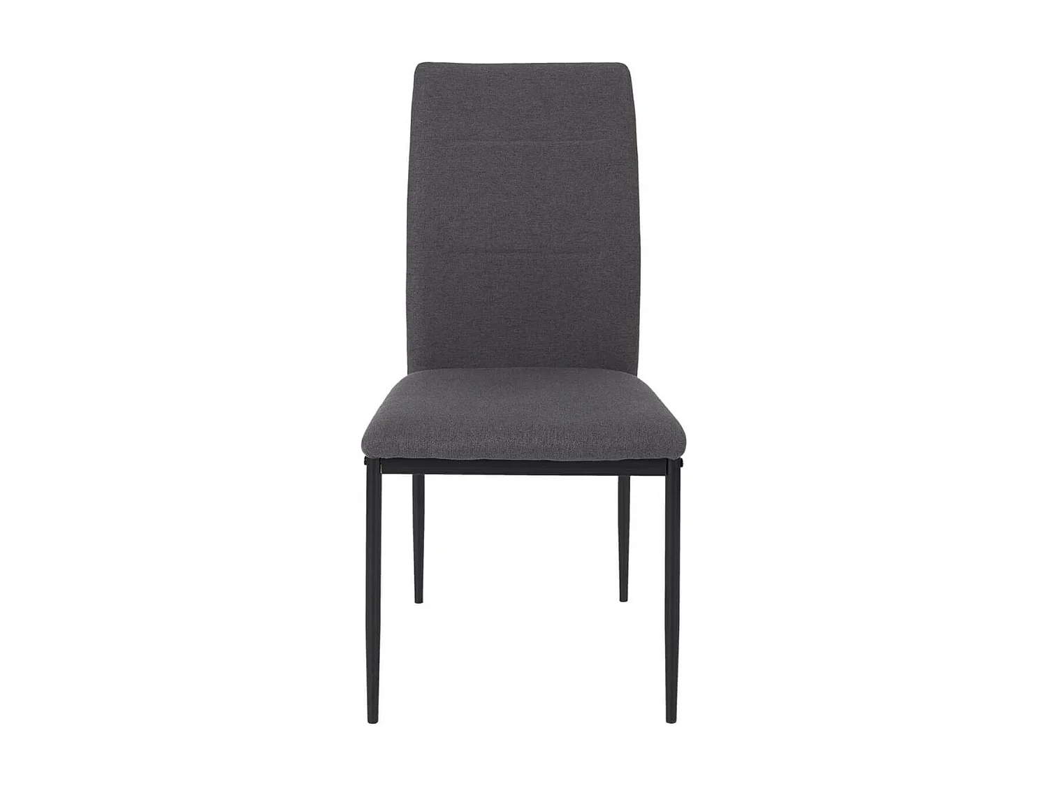 SERGIO - Ensemble Table en MDF et 4 Chaises en Tissu Gris Pieds Métal Noir