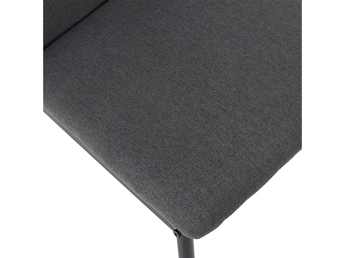SERGIO - Ensemble Table en MDF et 4 Chaises en Tissu Gris Pieds Métal Noir