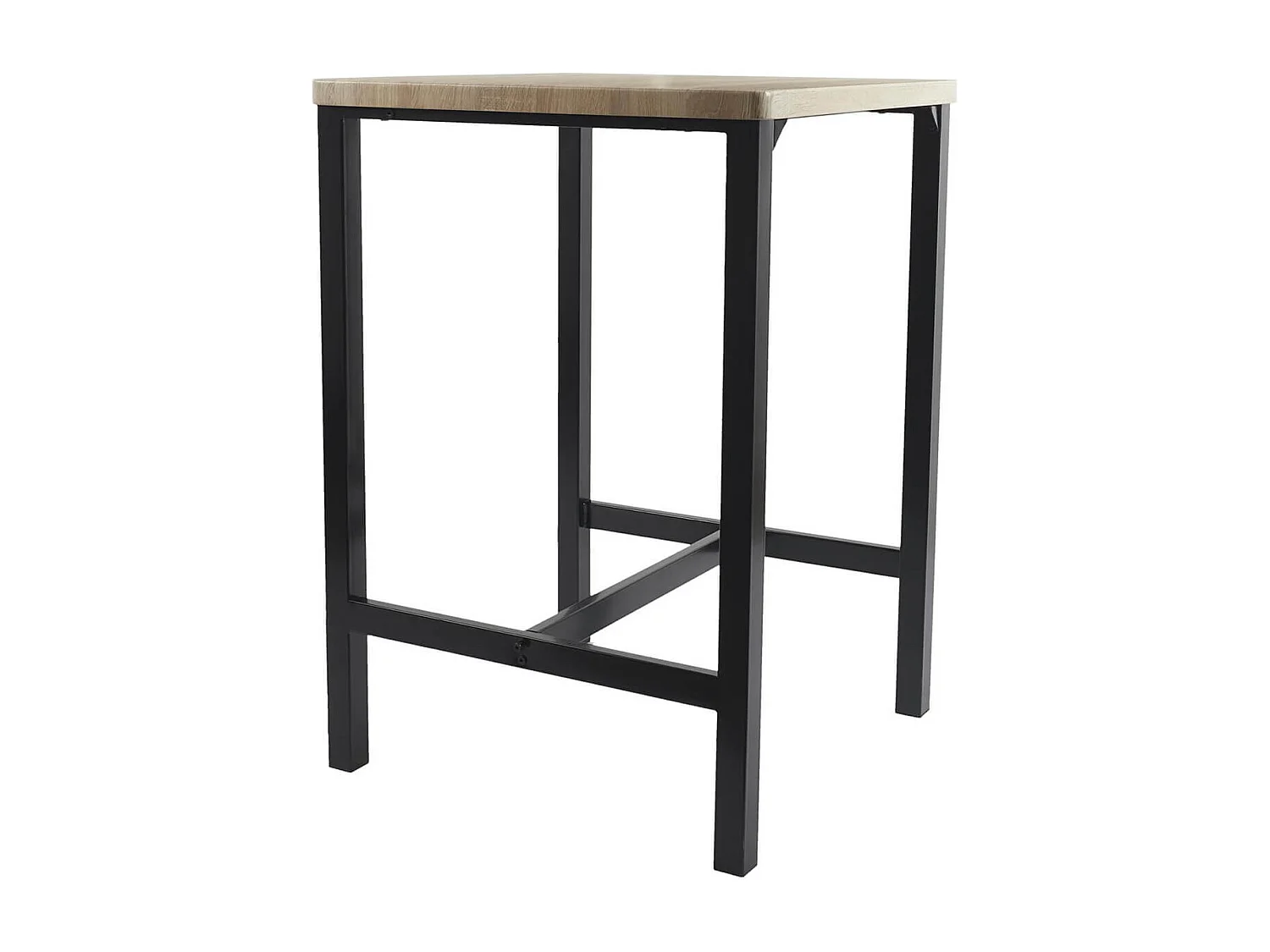 CORTEZ - Ensemble Table Haute et 2 Tabourets en MDF et Pieds Métal Noir