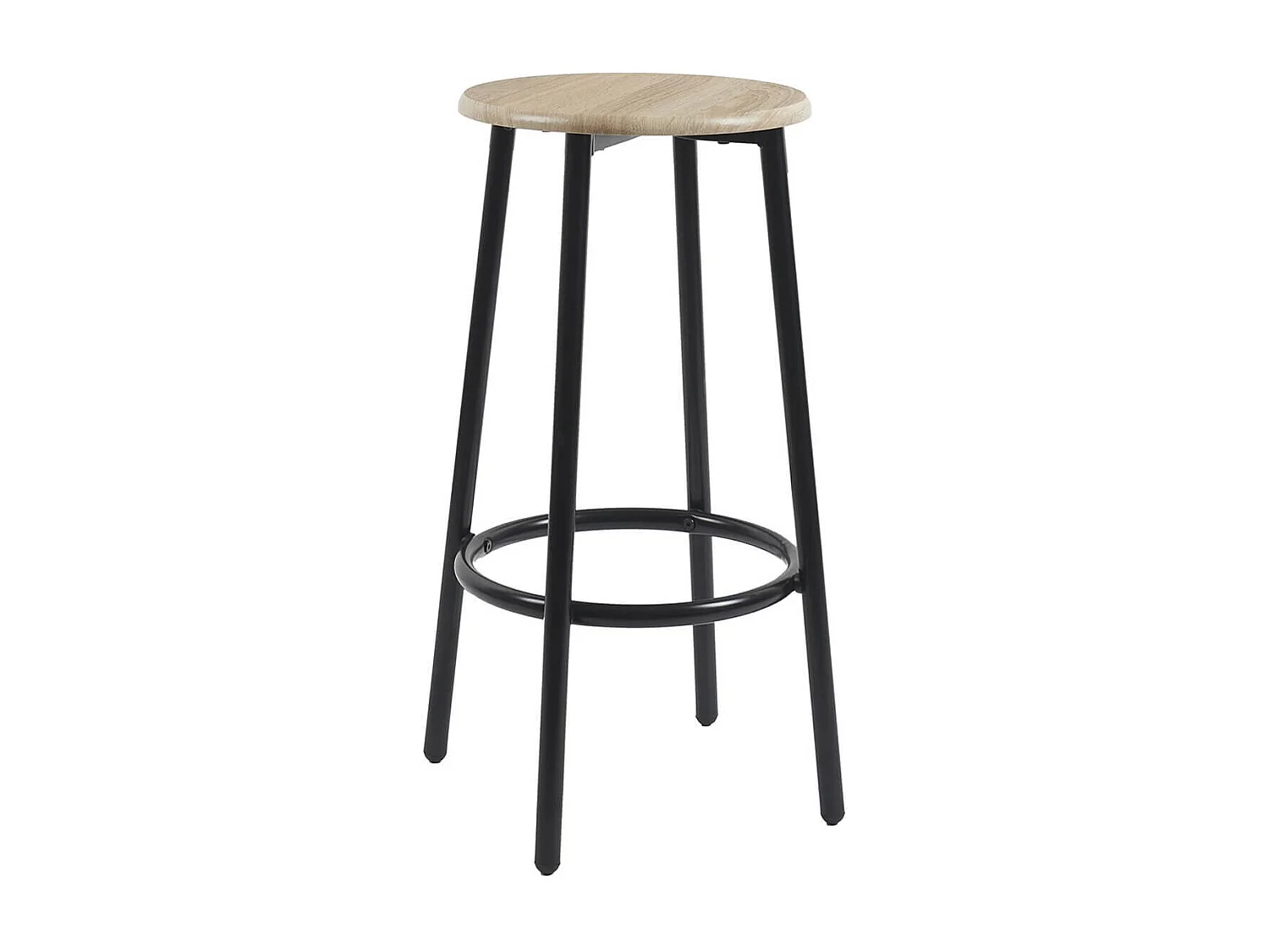 CORTEZ - Ensemble Table Haute et 2 Tabourets en MDF et Pieds Métal Noir