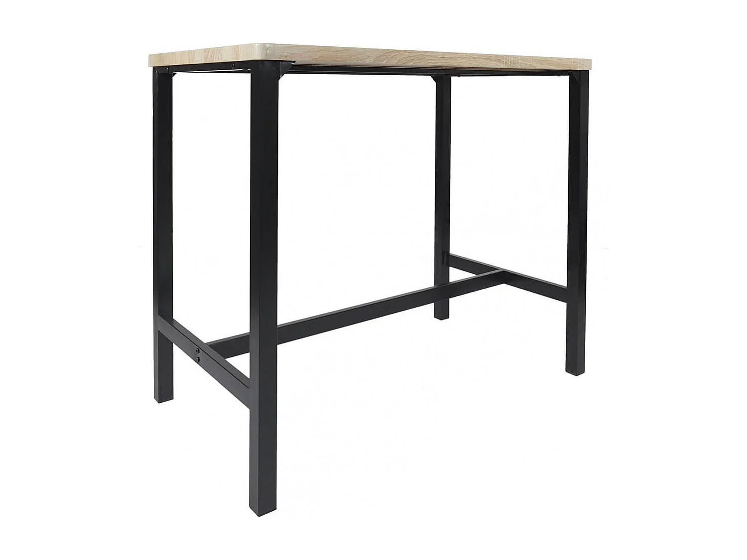 CORTEZ - Ensemble Table Haute et 4 Tabourets en MDF et Pieds Métal Noir