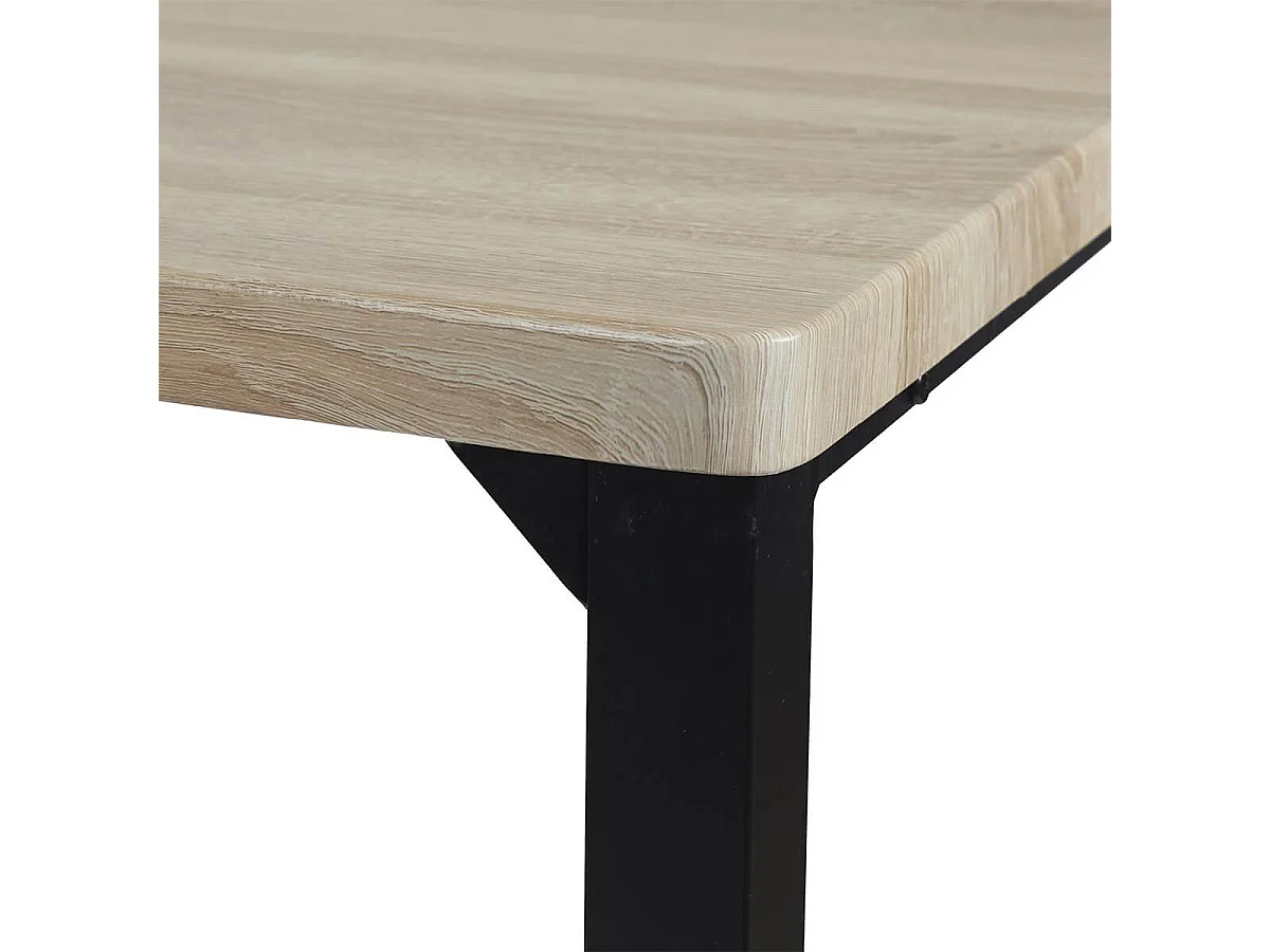 CORTEZ - Ensemble Table Haute et 4 Tabourets en MDF et Pieds Métal Noir