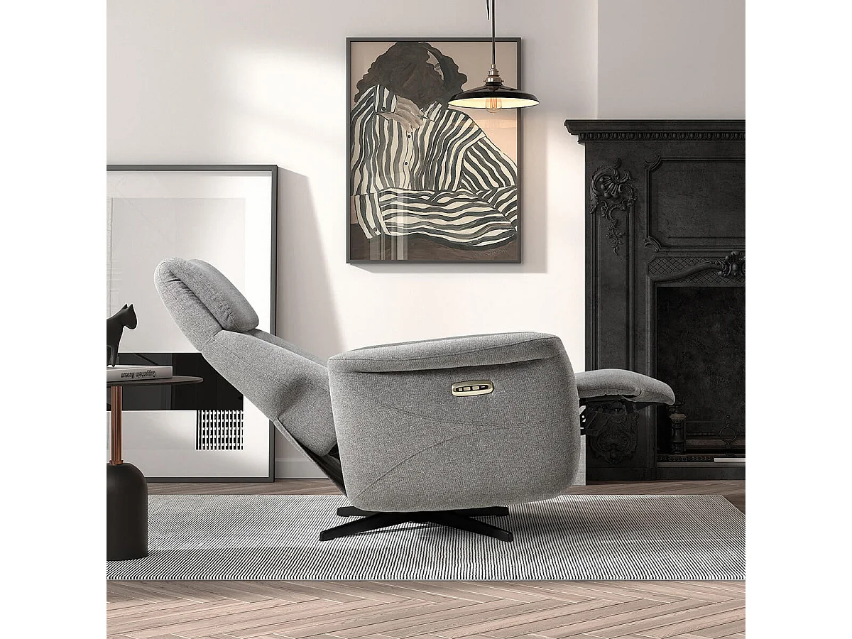 GANDIA - Fauteuil Relax Electrique Tissu Gris