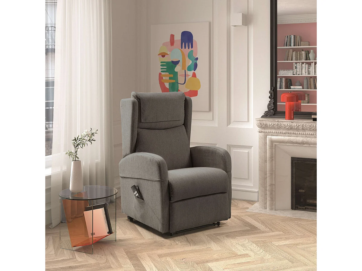SEVILLE - Fauteuil Relax Releveur Electrique Gris avec Roulettes