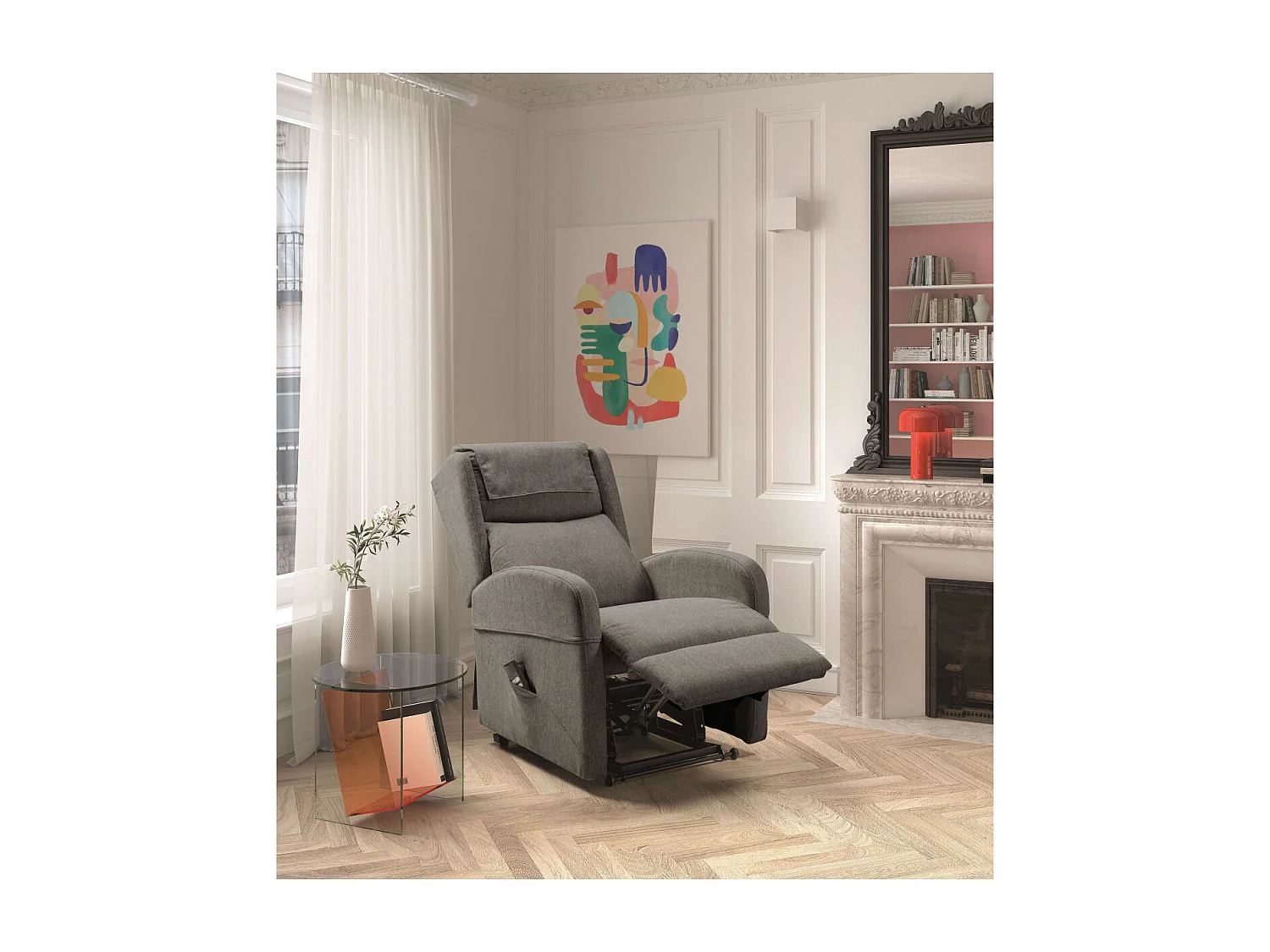 SEVILLE - Fauteuil Relax Releveur Electrique Gris avec Roulettes