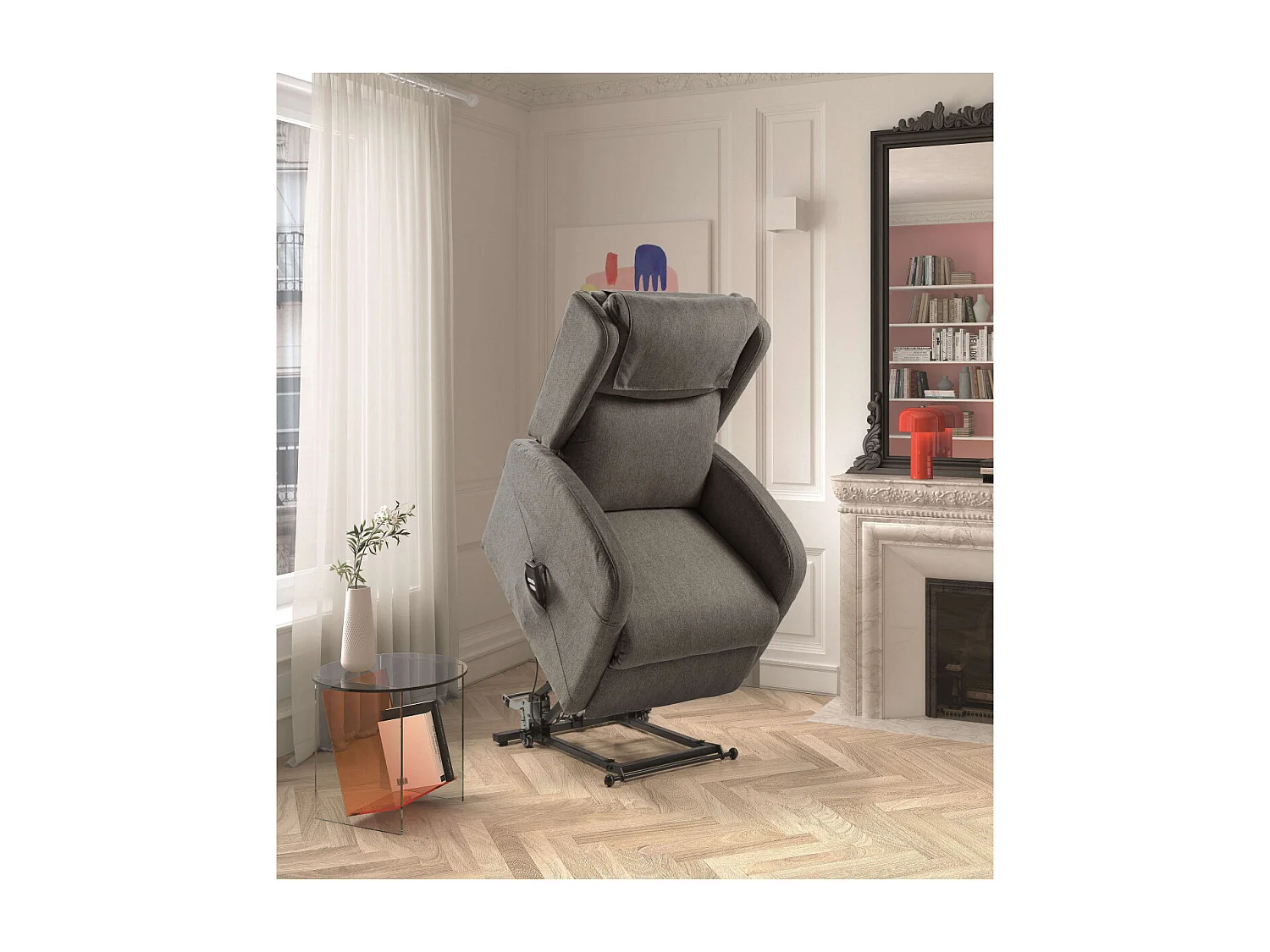SEVILLE - Fauteuil Relax Releveur Electrique Gris avec Roulettes