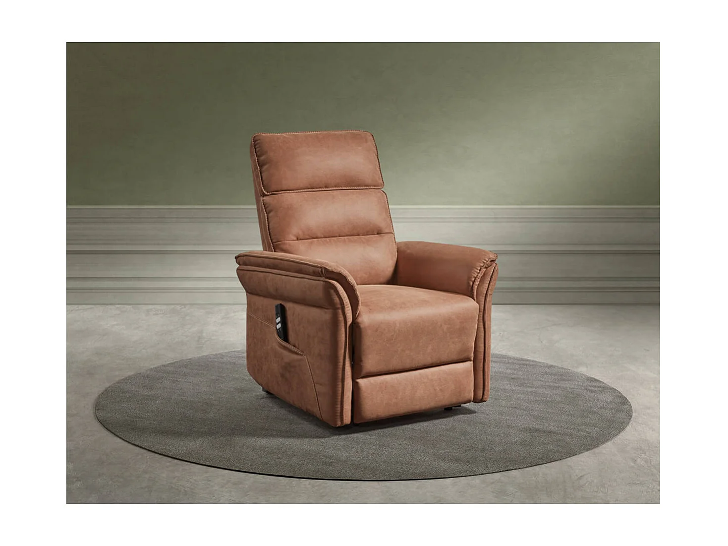 ROBINSON - Fauteuil Relax Electrique Releveur Tissu Cognac