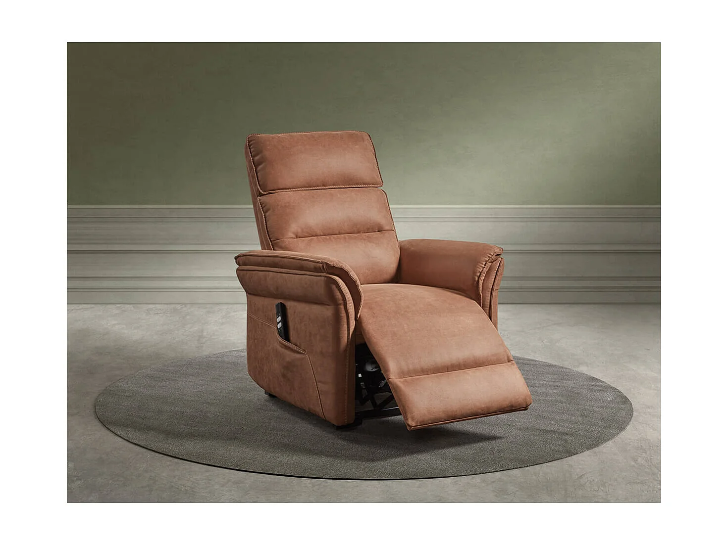 ROBINSON - Fauteuil Relax Electrique Releveur Tissu Cognac