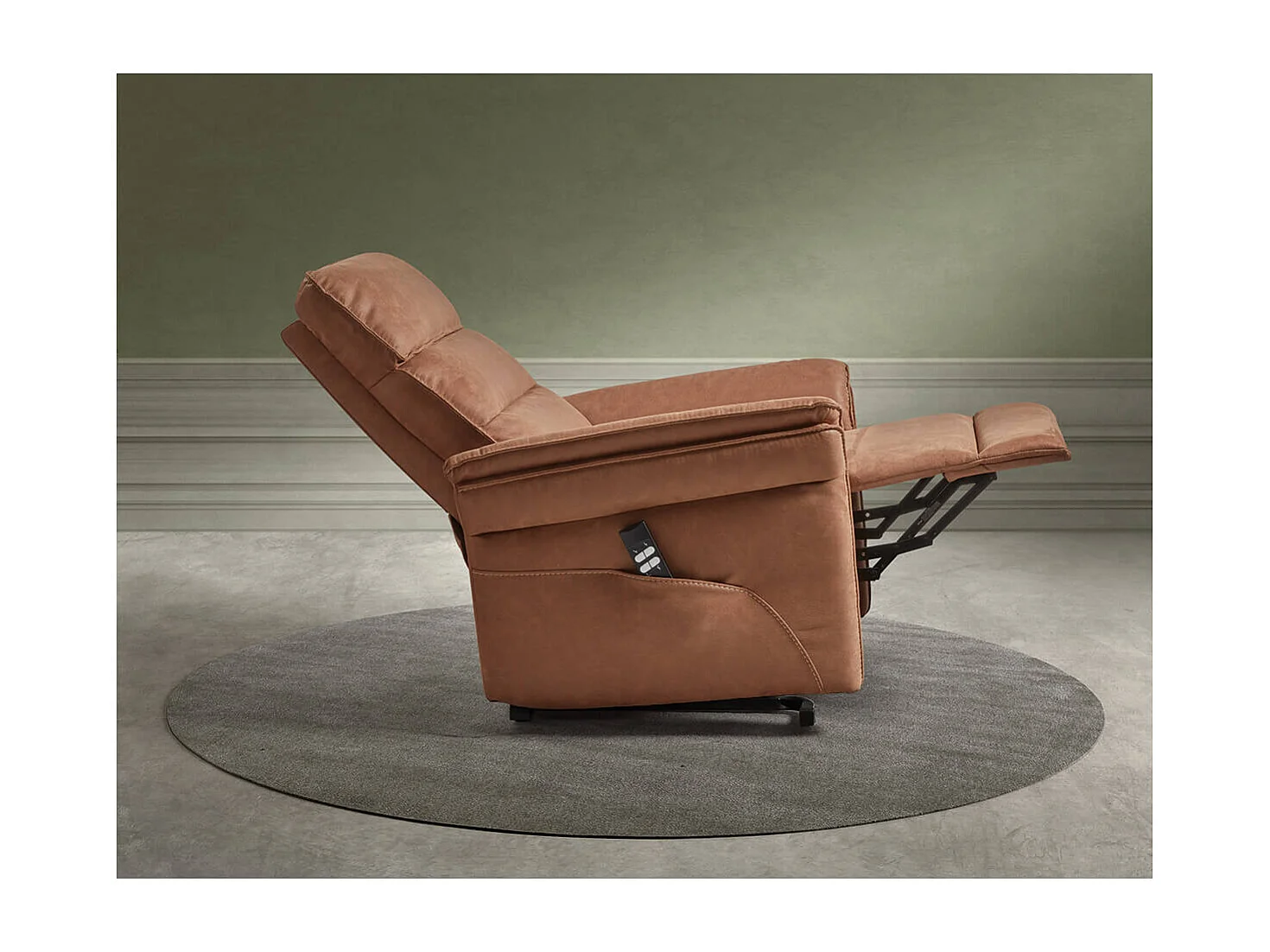ROBINSON - Fauteuil Relax Electrique Releveur Tissu Cognac