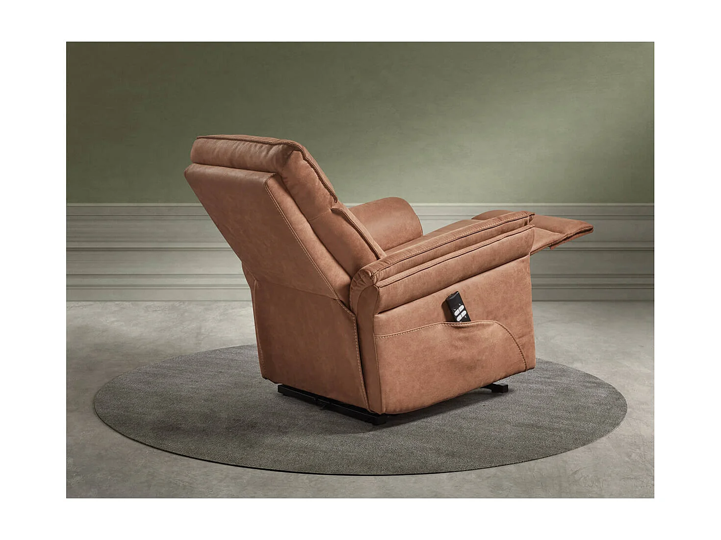 ROBINSON - Fauteuil Relax Electrique Releveur Tissu Cognac